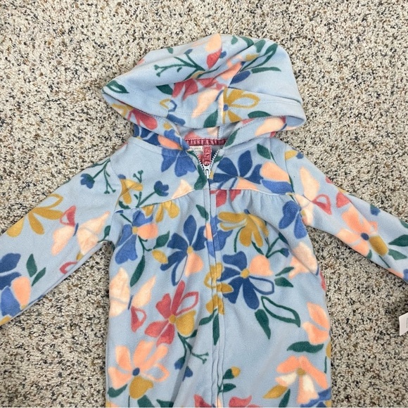 Carters Baby Floral Fleece Jumpsuit Long Sleeve Zip Front 18 Months Blue Flower - Picture 3 of 8